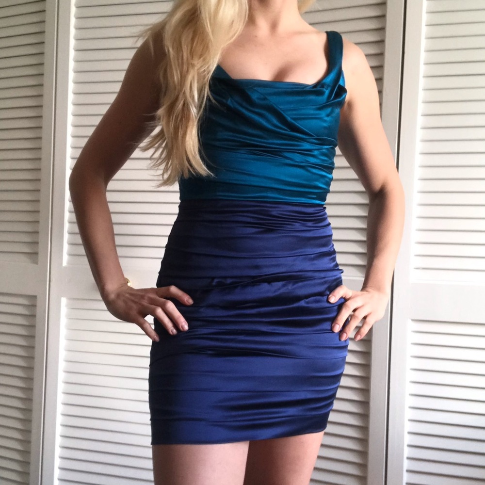 Silk Express Two Tone Blue Dress